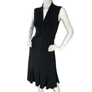 Joseph Ribkoff Twist Front Sleeveless V-Neck Black Dress Size 10